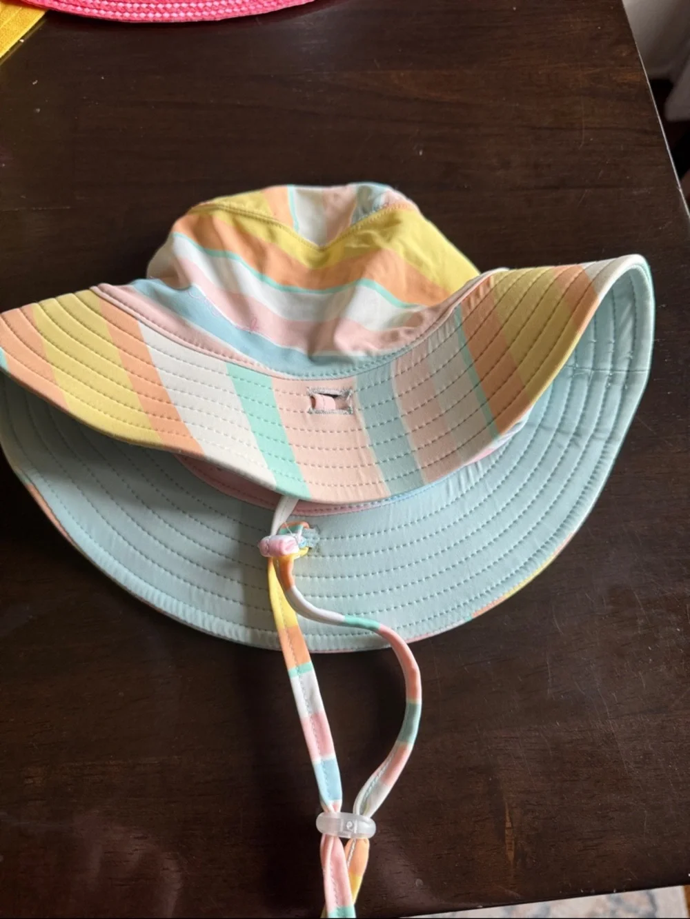 Pastel Stripe Kids Bucket Hat with strap